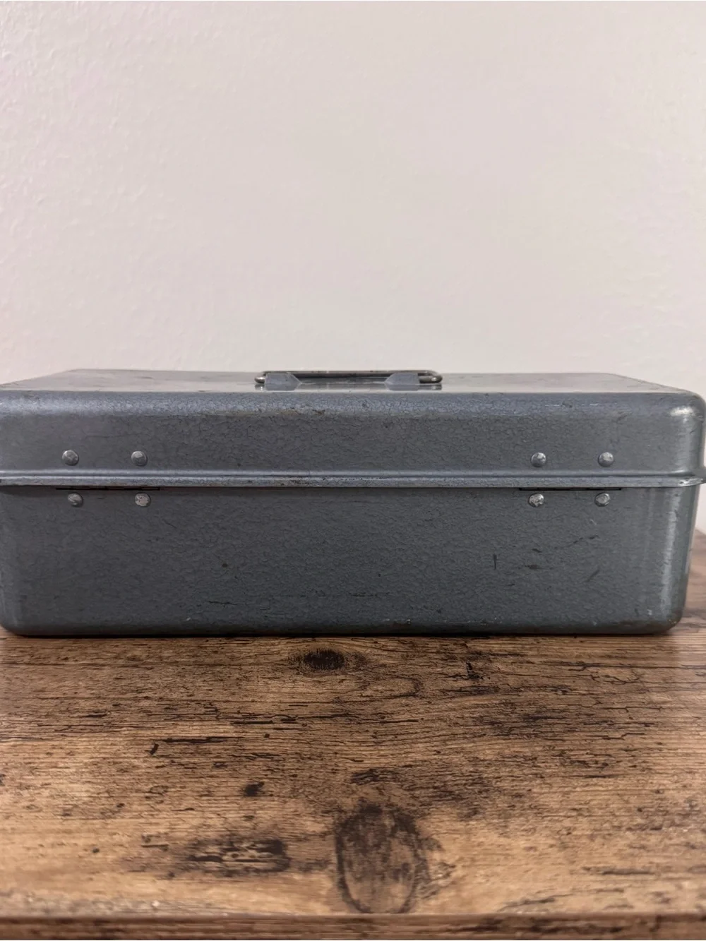 Vintage Industrial Metal Lock Box w/ Working Lock Gray Steel Storage Case 11”